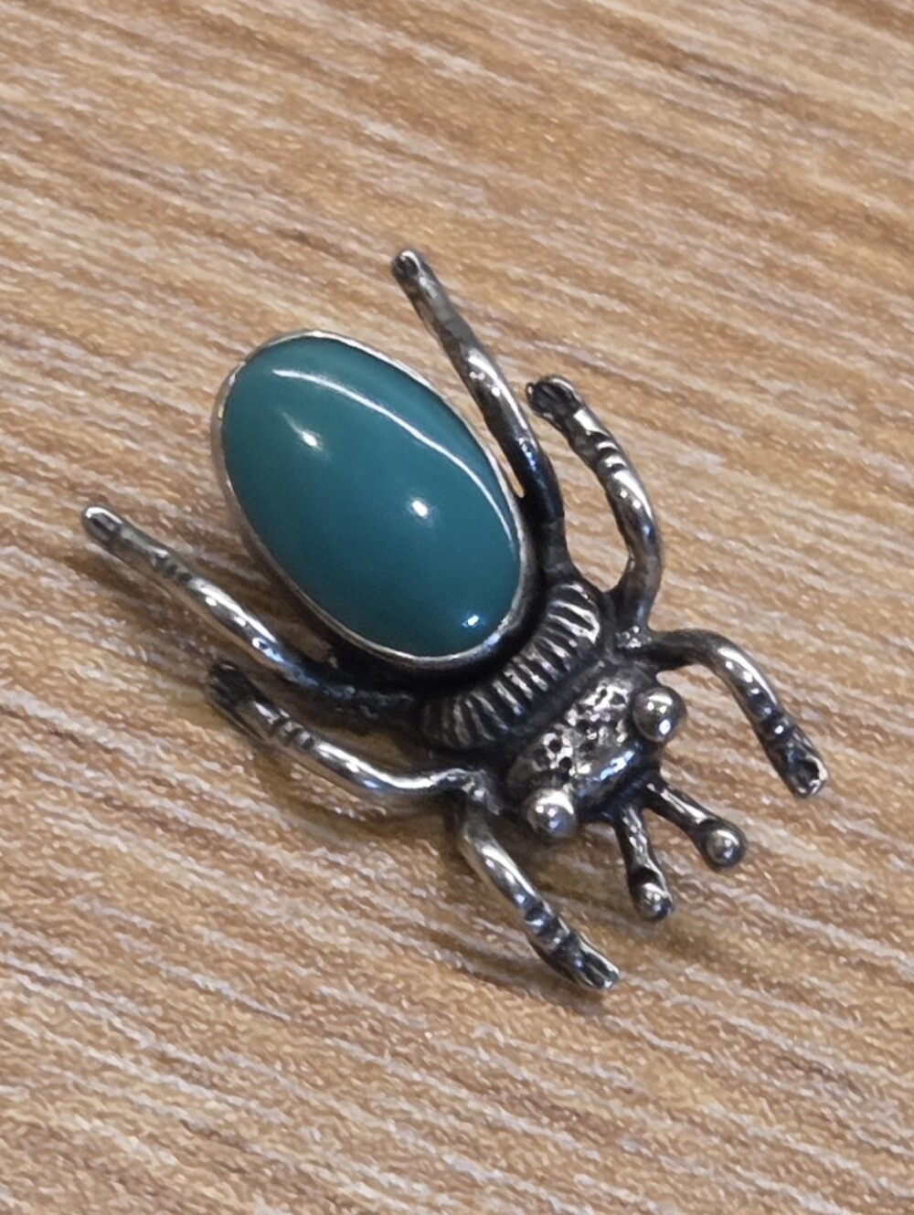 VTG Native American Sterling 925 Seafoam Teal TURQUOISE Beetle Bug Brooch Pin